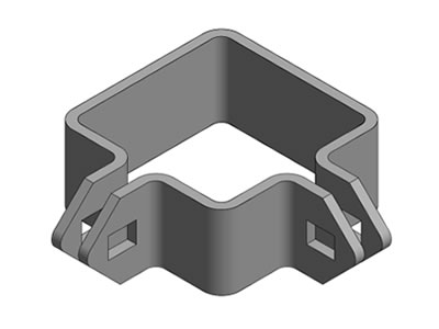 A palisade post clamp that has four slots at two adjacent sides.